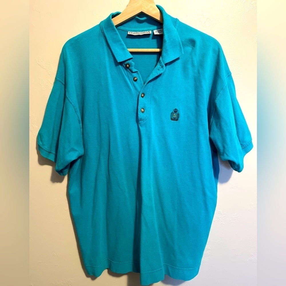 Vintage 90s Bugle Boy Company Teal Polo